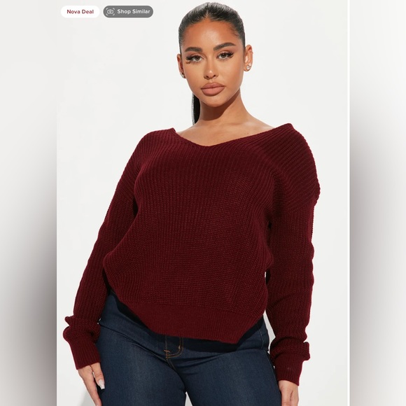 Fashion Nova - Falls Favorite Girl II - burgundy twist sweater - Picture 1 of 4